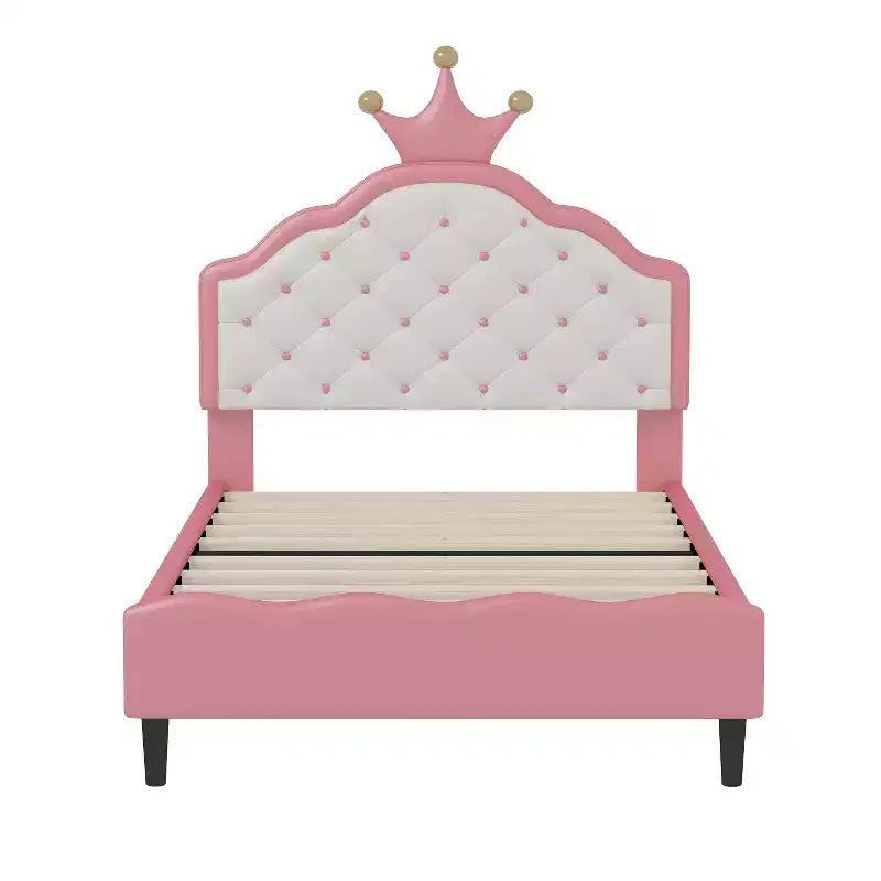 Lit pour enfants Princesse avec cadre en bois et tête de lit capitonnée