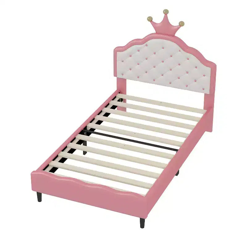 Lit pour enfants Princesse avec cadre en bois et tête de lit capitonnée