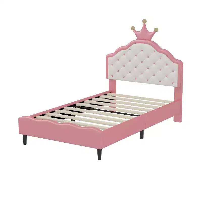 Lit pour enfants Princesse avec cadre en bois et tête de lit capitonnée