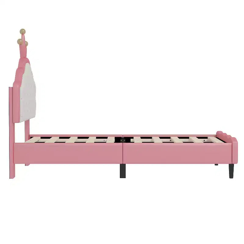 Lit pour enfants Princesse avec cadre en bois et tête de lit capitonnée