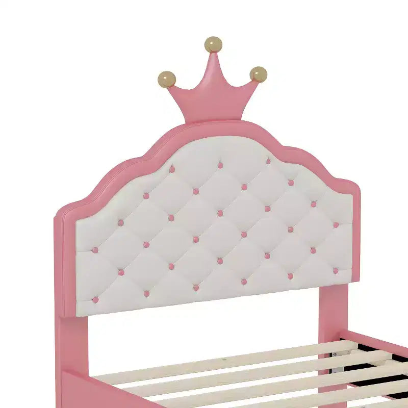Lit pour enfants Princesse avec cadre en bois et tête de lit capitonnée