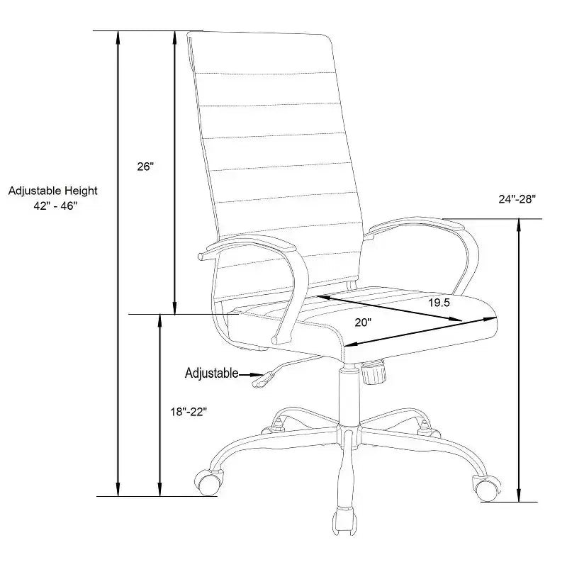 Fauteuils de bureau en similicuir noir, réglables en hauteur
