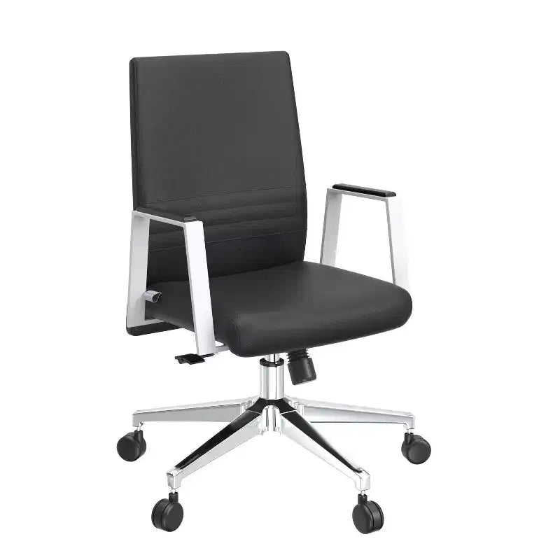 Sièges de bureau ergonomiques en similicuir noir, réglables en hauteur