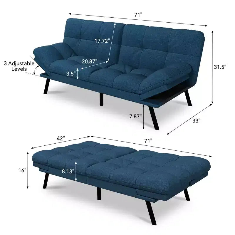 Canapé-lit convertible futon moderne en mousse à mémoire de forme