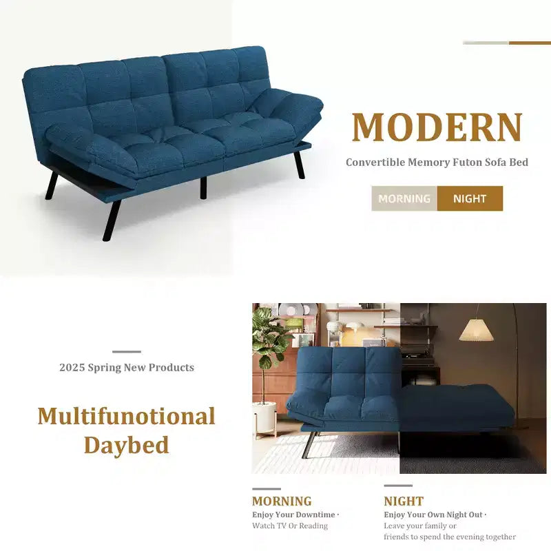 Canapé-lit convertible futon moderne en mousse à mémoire de forme