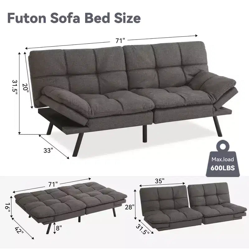 Canapé-lit convertible futon moderne en mousse à mémoire de forme