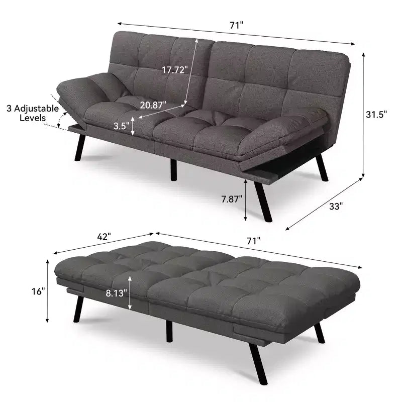 Canapé-lit convertible futon moderne en mousse à mémoire de forme
