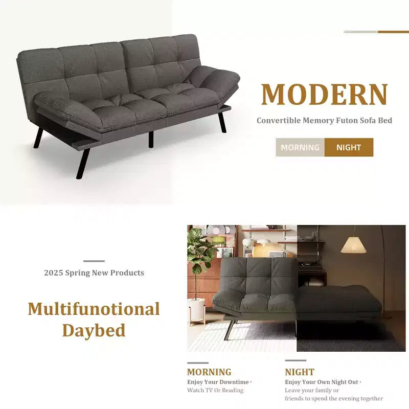 Canapé-lit convertible futon moderne en mousse à mémoire de forme
