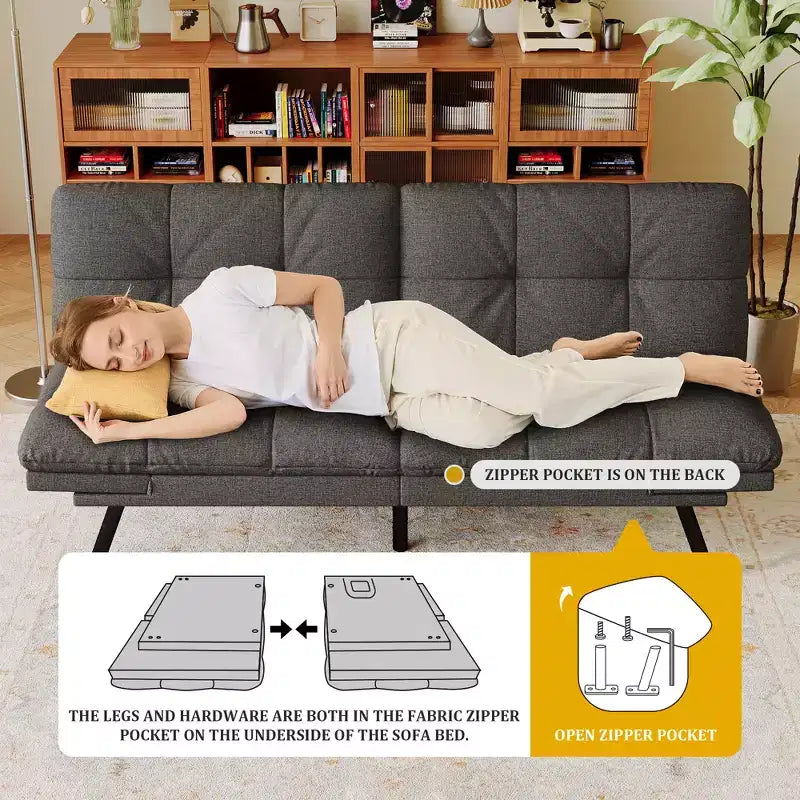 Canapé-lit convertible futon moderne en mousse à mémoire de forme