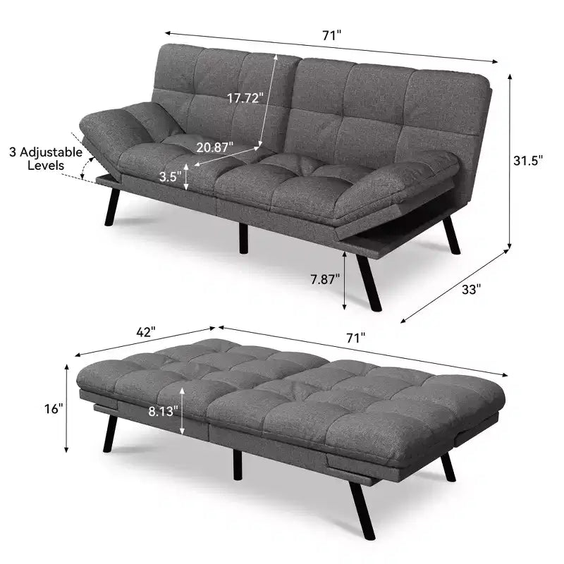 Canapé-lit convertible futon moderne en mousse à mémoire de forme