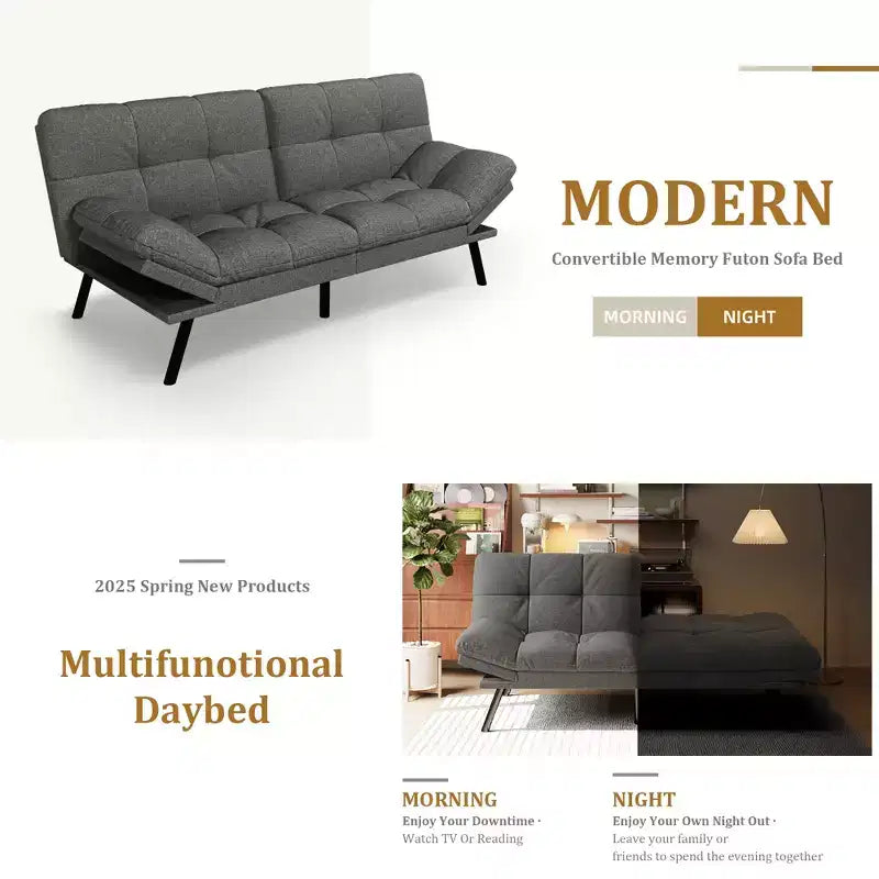 Canapé-lit convertible futon moderne en mousse à mémoire de forme