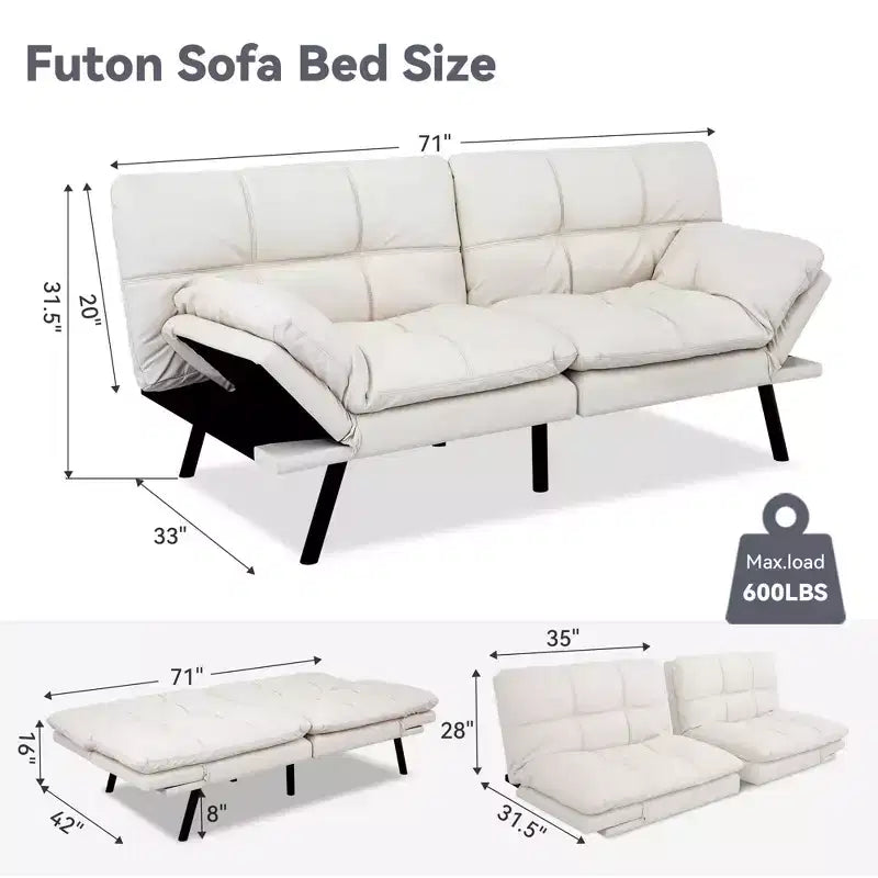 Canapé-lit convertible futon moderne en mousse à mémoire de forme