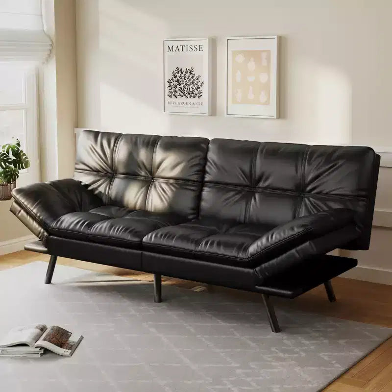 Dyonery 71 Convertible Futon Sofa Bed Modern Memory Foam Futon Couch with Detachable Cushion Adjustable Backrest & Armrest