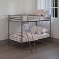 Royal Hampton Twin Over Twin Bunk Bed Black Metal Frame Attached Angled Ladder