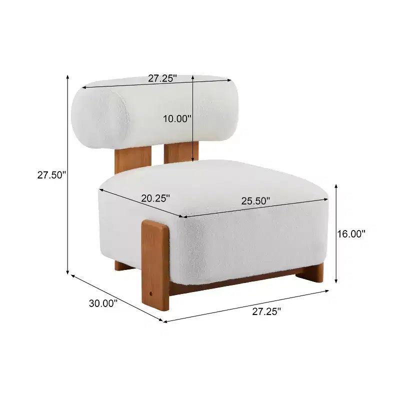 Fauteuil d'appoint sans accoudoirs Boucle en bois massif