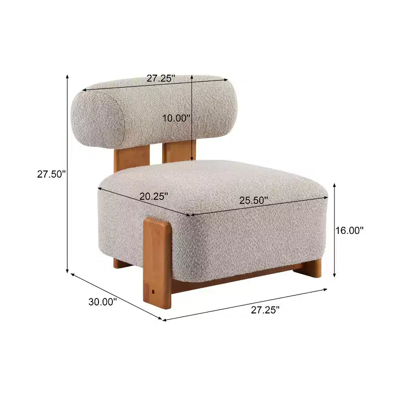 Fauteuil d'appoint sans accoudoirs Boucle en bois massif