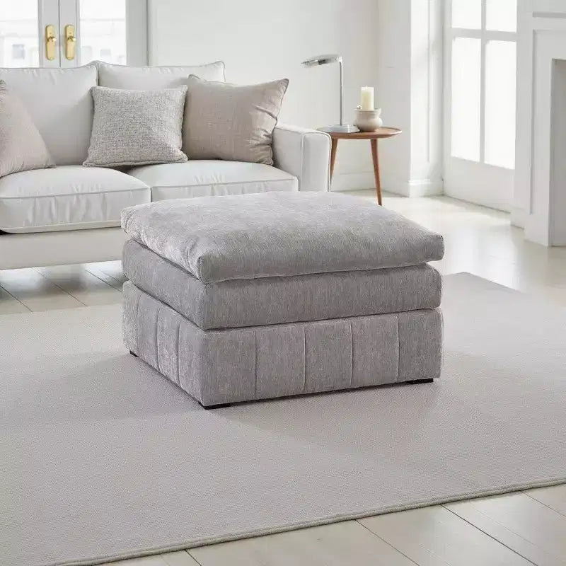 Royal Hampton 33 Inch Modular Ottoman Three Layer Plush Cushioned Seat Gray