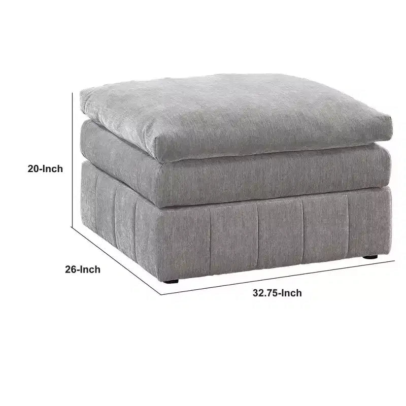Ottoman modulaire de 76 cm avec assise rembourrée en peluche à trois couches