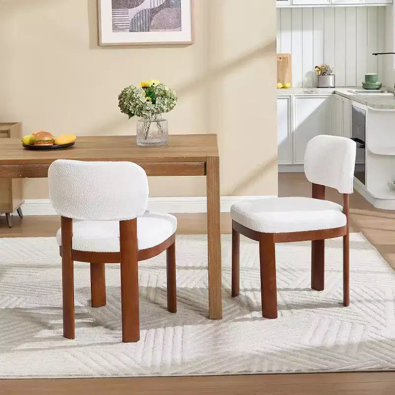 Set of 2 Modern Wood Dining Chairs with Soft Cushioned Seats Stylish Upholstered Armless Side Chairs for Kitchen or Dining Room-Panipeachy