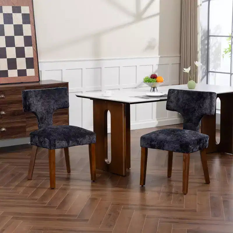 Chaises de salle à manger d'appoint rembourrées en tissu chenille