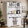 COZONY 72 Tall Wine Bar Cabinet with Door & Glass Holder Standing Liquor Cabinet Sideboard with Closed Storage for Kitchen & Living Room White