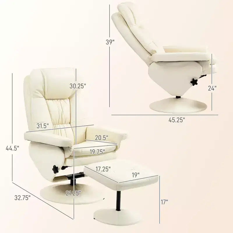 Fauteuil inclinable en cuir PU avec pieds pour salon