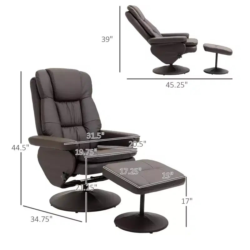 Fauteuil inclinable en cuir PU avec pieds pour salon