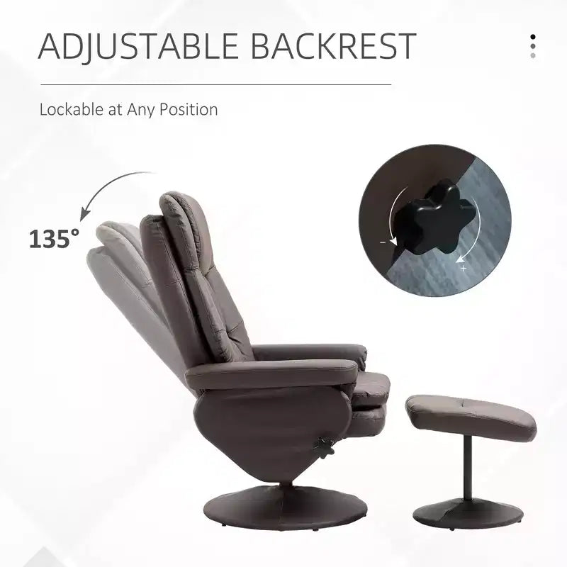 Fauteuil inclinable en cuir PU avec pieds pour salon