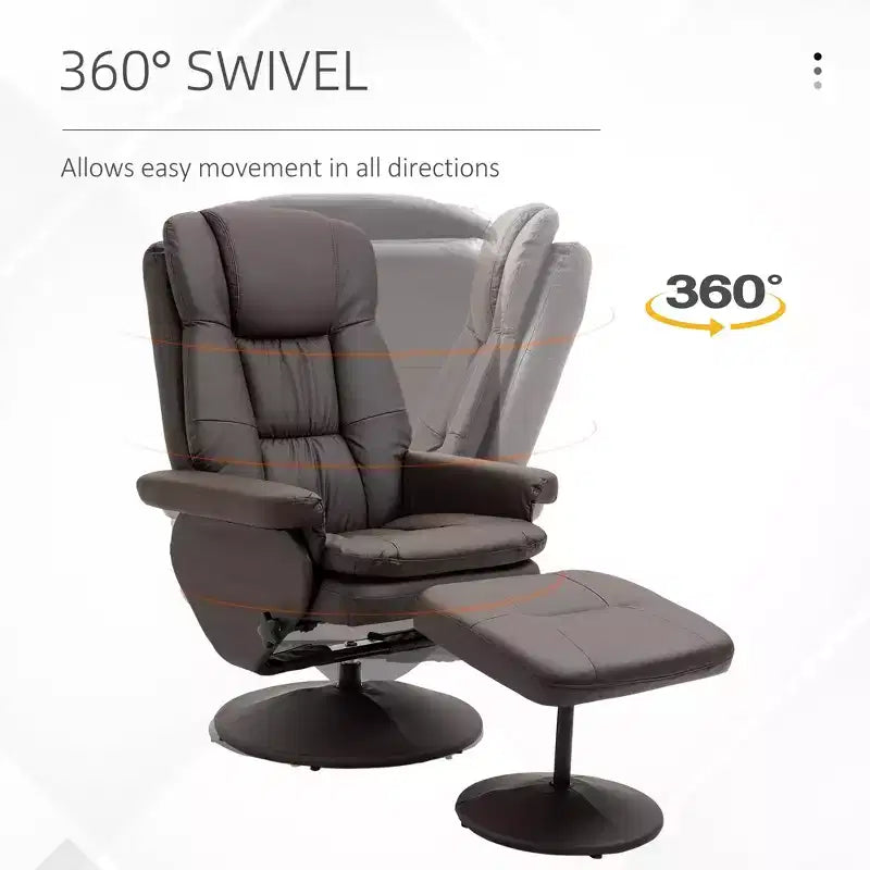 Fauteuil inclinable en cuir PU avec pieds pour salon