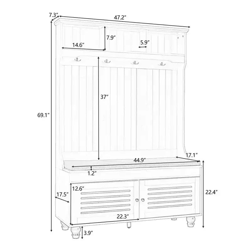 Portemanteau autoportant avec portes persiennes