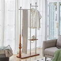 Okak Hall Tree with Wooden Shelves and Stainless Steel Frame Industrial Coat Rack with Elegent Design Coat Tree for Living Room Bedroom Silver