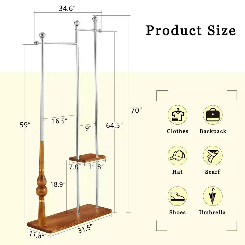 Porte-manteau industriel à cadre en acier inoxydable