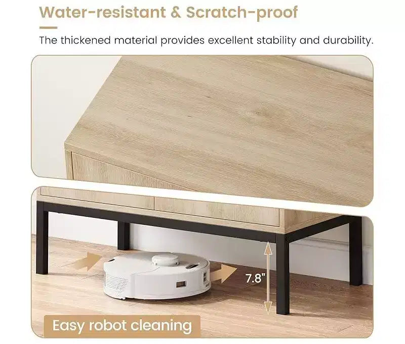 Buffet en bois avec rangement et rotin naturel