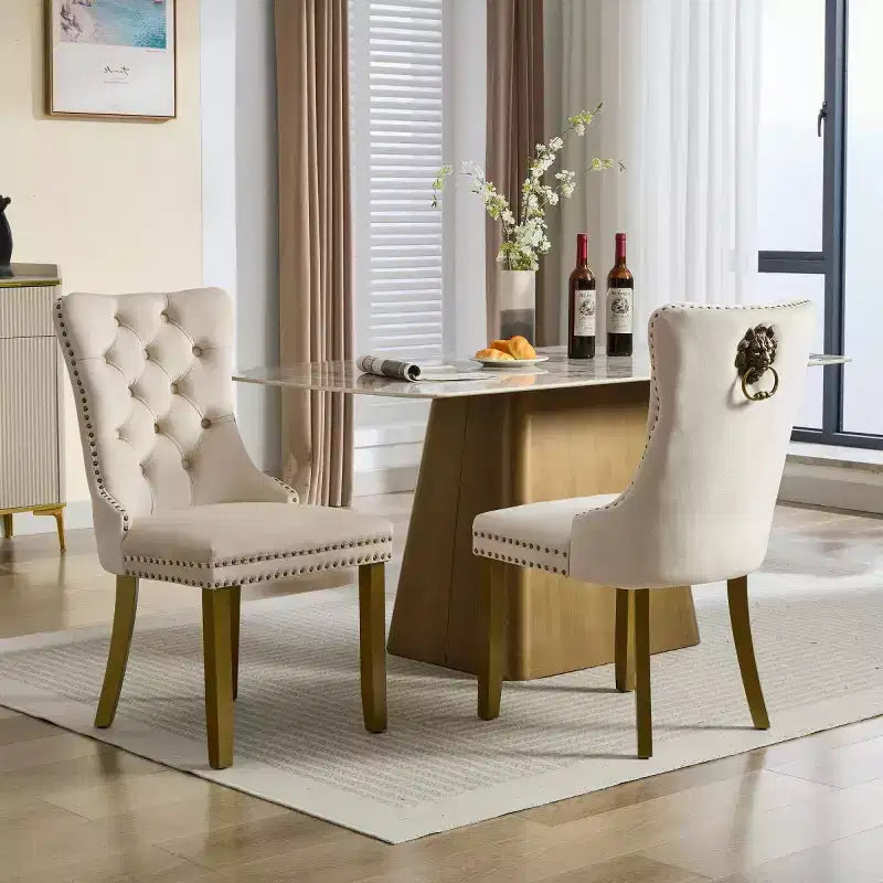 Set of 2 Mid-Century Modern Dining Chairs Velvet Upholstered Dining Room Chairs Contemporary Armless Kitchen Chairs with Wood Legs-Panipeachy