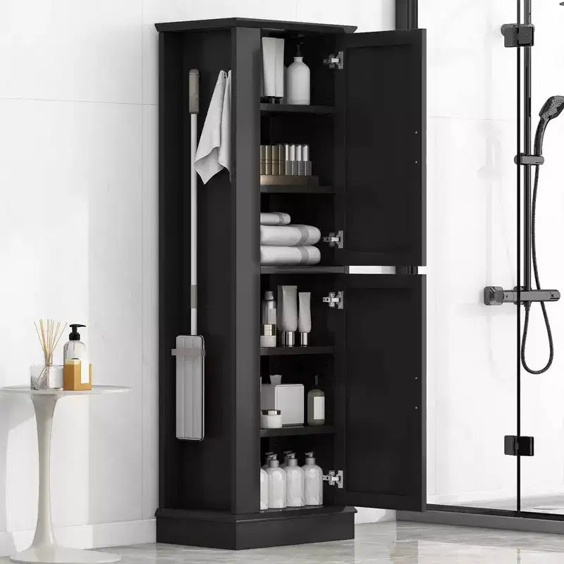 Meuble de salle de bain haut sur pied avec crochet et étagère réglable en MDF