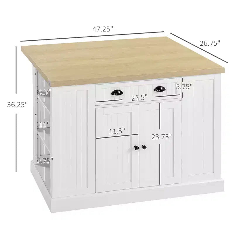 Meuble de rangement pour îlot de cuisine en bois avec comptoir de cuisine, style cannelé