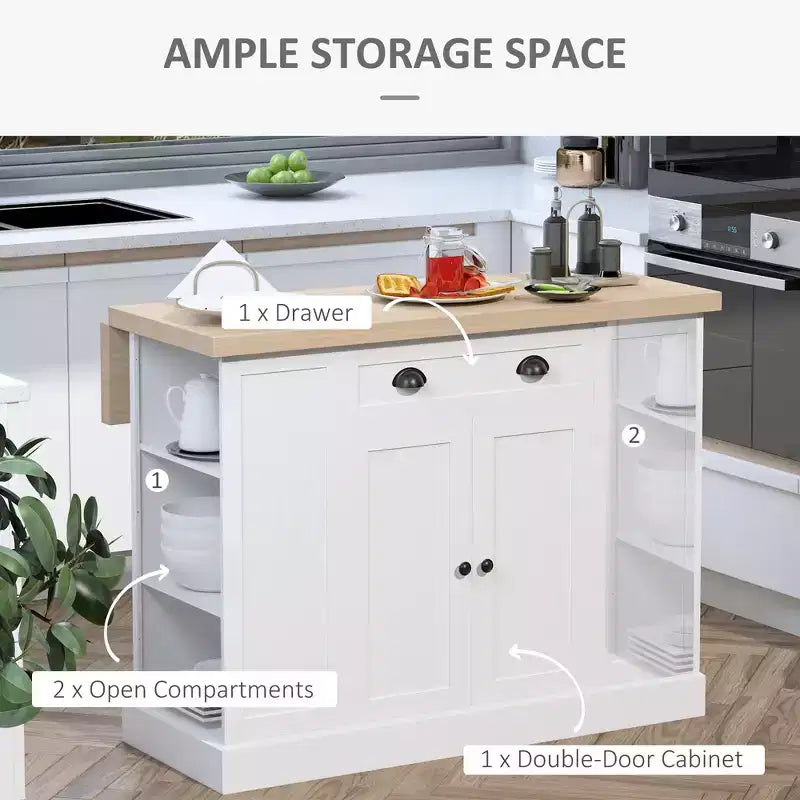 Meuble de rangement pour îlot de cuisine en bois avec comptoir de cuisine, style cannelé