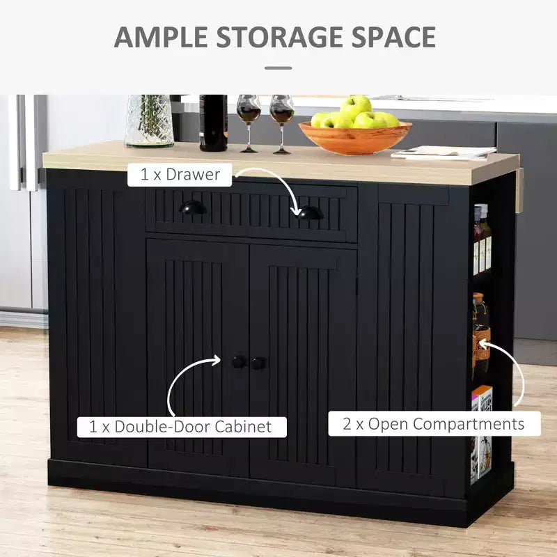 Meuble de rangement pour îlot de cuisine en bois avec comptoir de cuisine, style cannelé