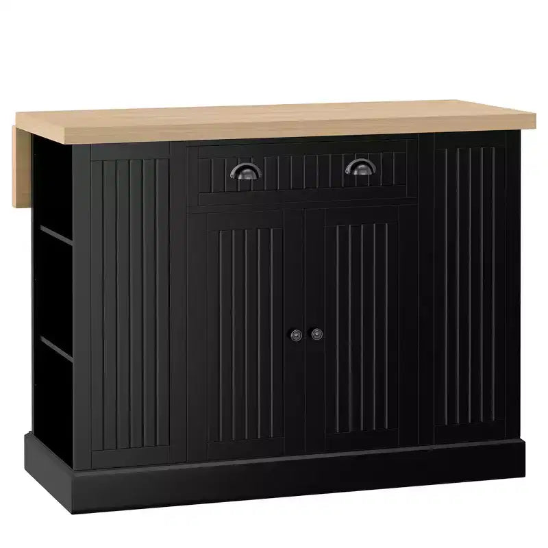 Meuble de rangement pour îlot de cuisine en bois avec comptoir de cuisine, style cannelé