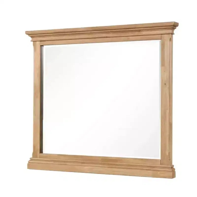 Miroir de commode en chêne massif marron avec verre biseauté