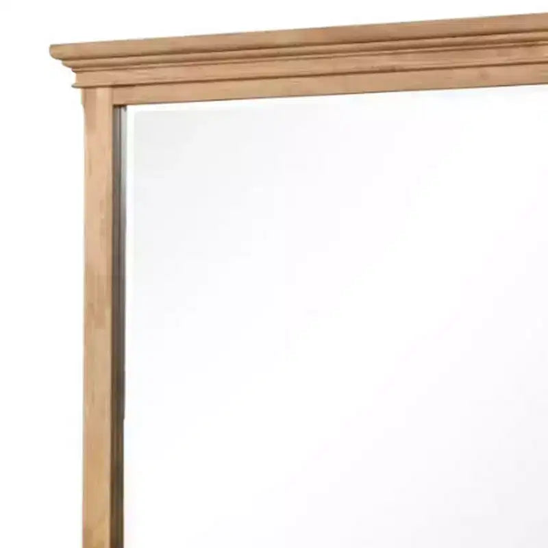 Miroir de commode en chêne massif marron avec verre biseauté