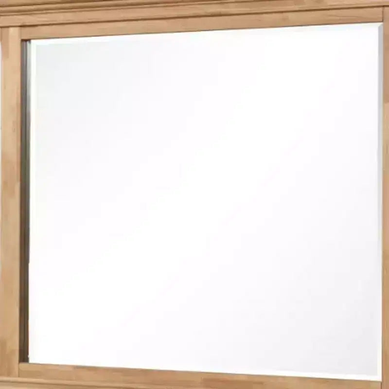 Miroir de commode en chêne massif marron avec verre biseauté