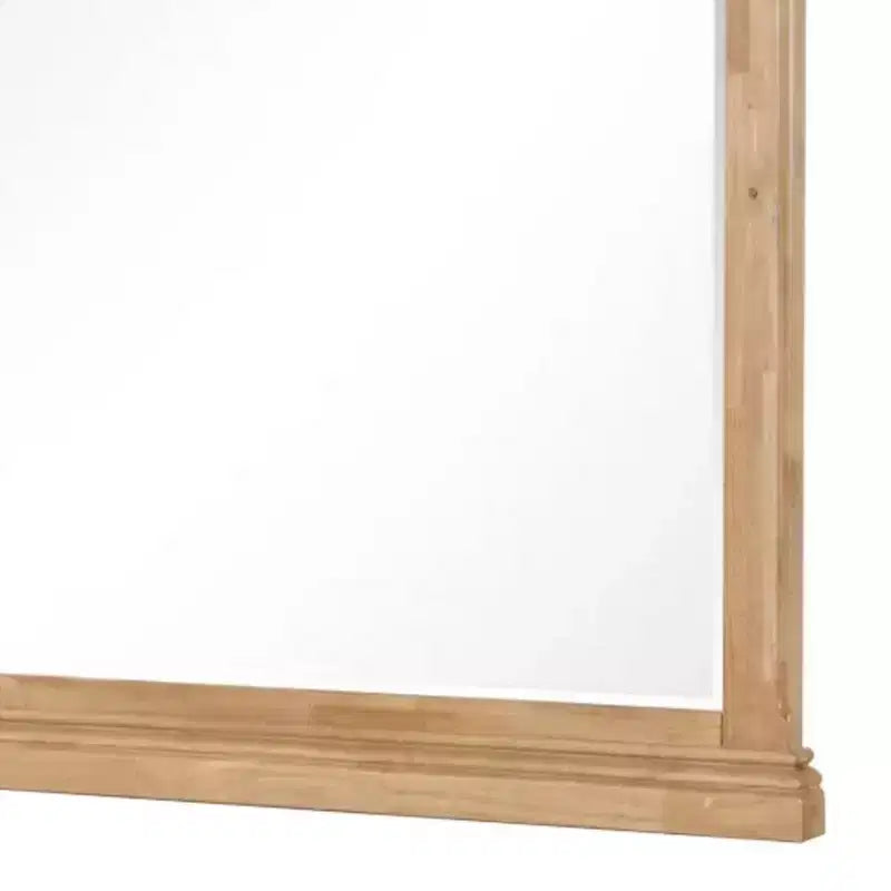 Miroir de commode en chêne massif marron avec verre biseauté