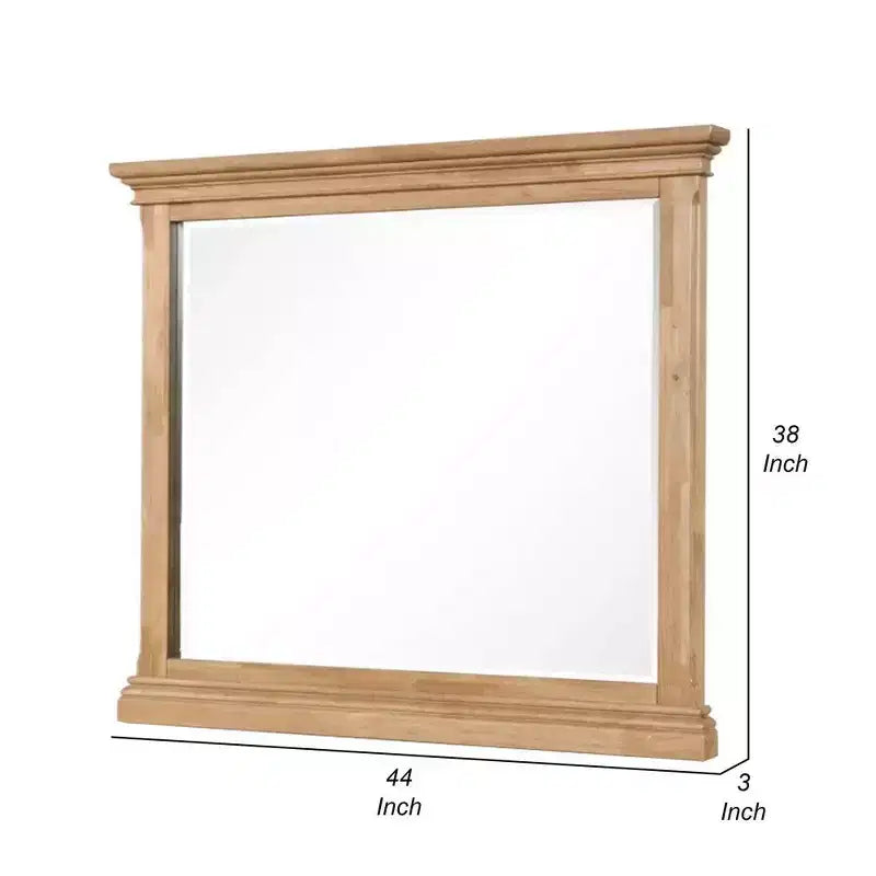 Miroir de commode en chêne massif marron avec verre biseauté