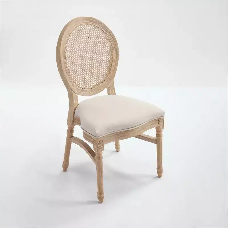 Chaises de salle à manger capitonnées rustiques françaises, chaises de cuisine sans accoudoirs en bois massif