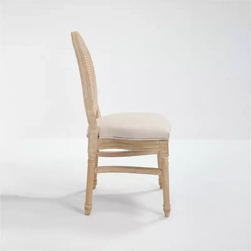 Chaises de salle à manger capitonnées rustiques françaises, chaises de cuisine sans accoudoirs en bois massif