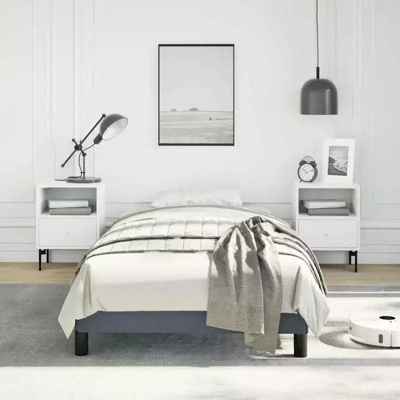 Cadre de lit Velours gris foncé (100 % polyester) Contreplaqué Bois d'ingénierie