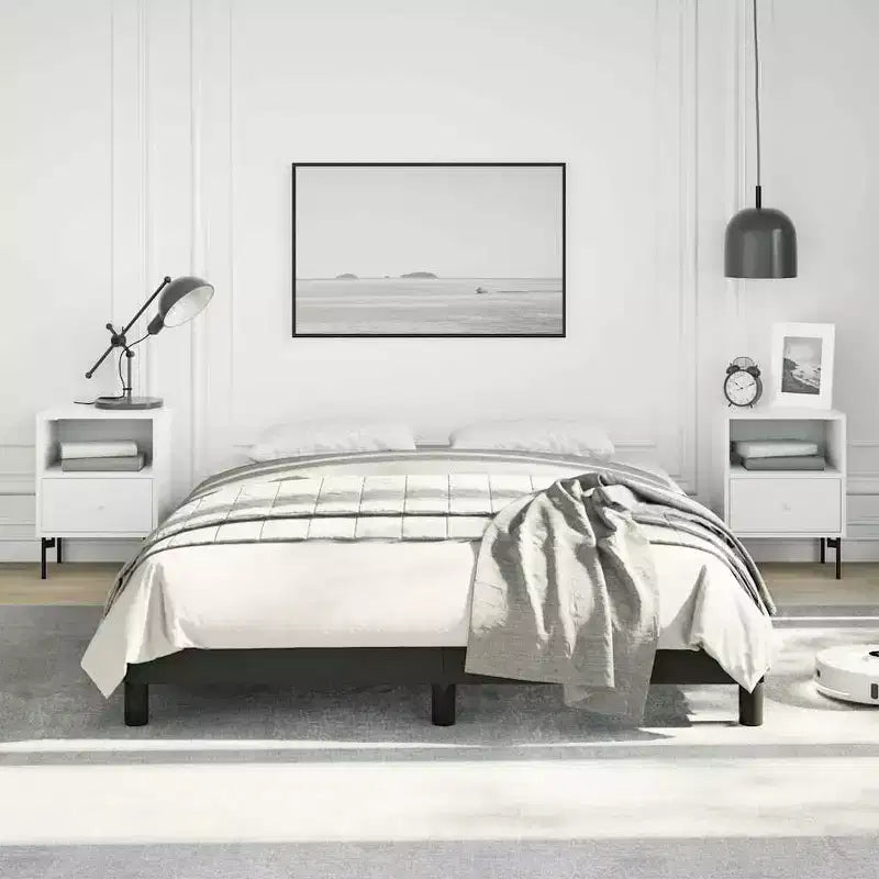 Bed Frame Black Faux leather plywood engineered wood Full