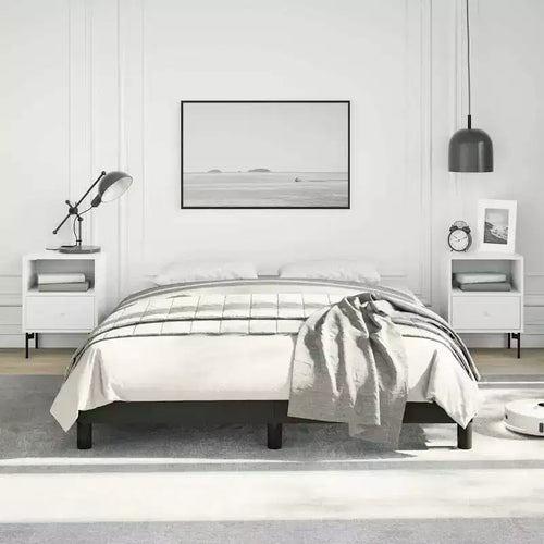 Bed Frame Black Faux leather plywood engineered wood Full
