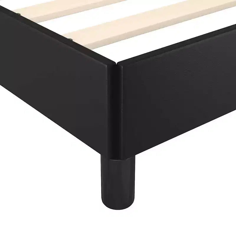 Cadre de lit Cuir synthétique noir contreplaqué bois d'ingénierie Grand lit